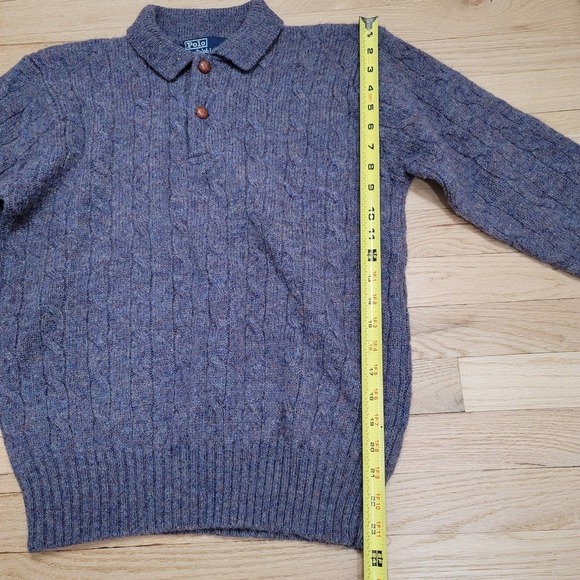 Vintage Men's Polo Ralph Lauren Wool Collared Neck Buttoned Sweater Marled Knit - Picture 3 of 8